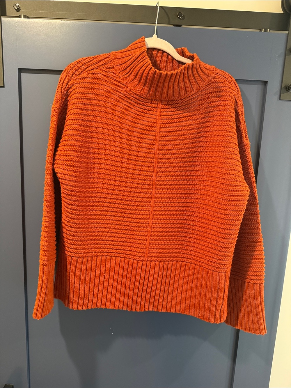 Topshop Orange Ribbed Funnel Neck Sweater